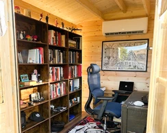 Interior of a small home office shed studio