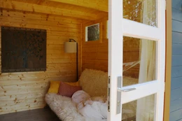 Airbnb guest bedroom shed interior