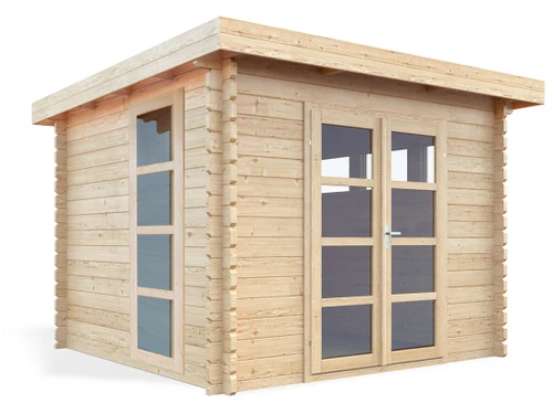 Tall window on a Moderna contemporary shed side wall