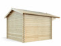 Natural wood storage shed Whales side and back view