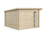 Contemporary design garden shed kit California 117 sq ft with side window placed at the front, back and side view