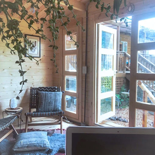 She sheds with a cozy finished interior