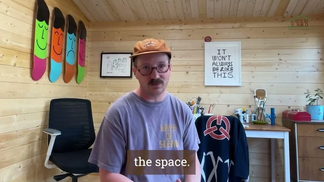 Jason Sturgill inside his backyard art studio