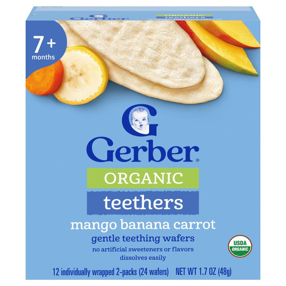 Gerber嘉寶有機磨牙米餅 - 芒果香蕉胡蘿蔔 48克