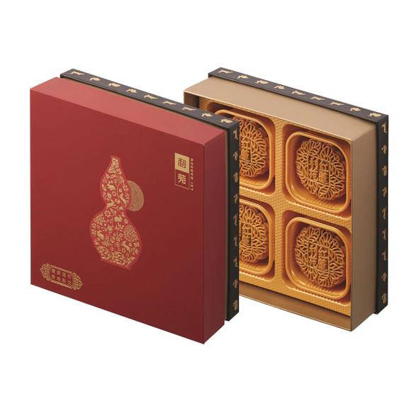 LEI GARDEN Lotus Seed Paste Mooncake with Double Yolks (4 pcs)