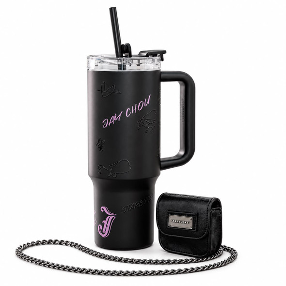 Starbucks × Jay Chou 31.5oz Stainless Steel Tumbler with Handle (Black)