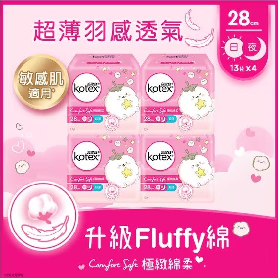 KOTEX Comfort Soft Uw Pads 28cm 13pcs(4 Packs)