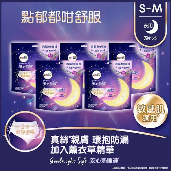 KOTEX Goodnight Soft Pants S-m 3pcs(5 Packs)
