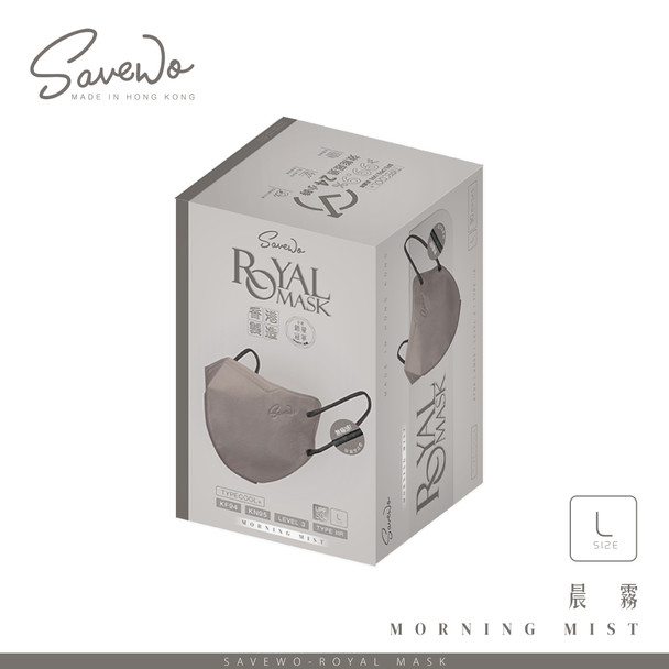 SAVEWO L size ROYAL MASK MORNING MIST「KF94 + KN95 + ASTM LEVEL3 certified 」(30 pieces individually packaged/Box)