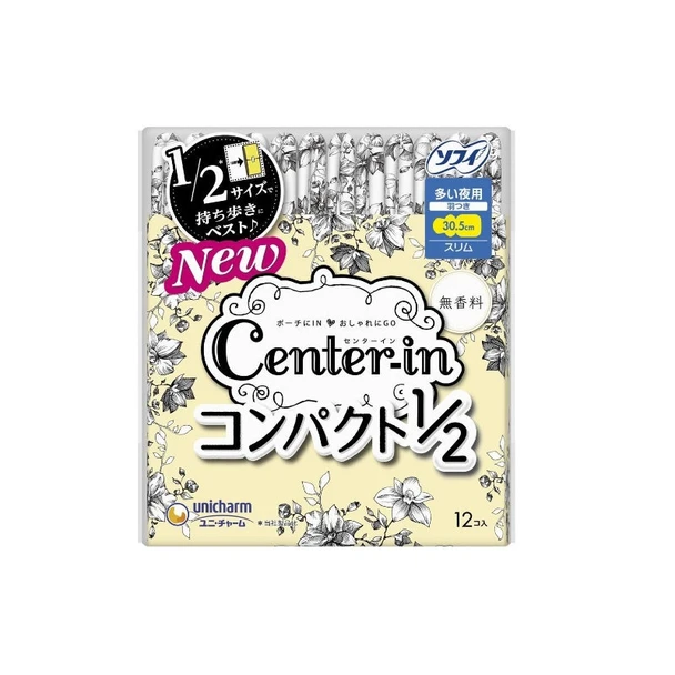 Unicharm CENTER-IN超薄棉柔護翼夜用衛生巾30.5CM 12片裝