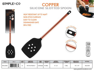 BLACK SILICON SLOTTED TURNER WITH COPPER HANDLE