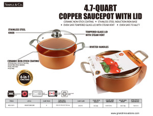 2 PCS SET - 4.7 QUART SAUCEPOT WITH GLASS LID