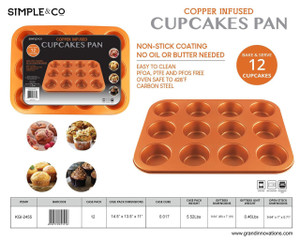 12 MINI CUPCAKES COPPER BAKING PAN