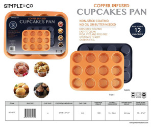 12 CUPCAKES COPPER BAKING PAN - NAVY BLUE