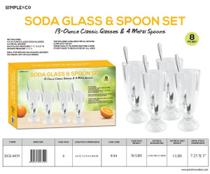 4 PC: SODA GLASS SET WITH METAL SPOON