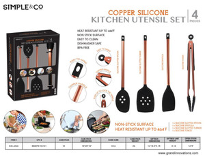 4 PCS SET -  KITCHEN UTENSIL SET BLACK & COPPER