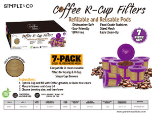 7 PK SUSTAINABLE & REUSABLE COFFEE FILTER PURPLE WITH GOLD MESH