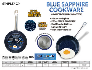 9" BLUE SAPPHIRE COOKING PAN WITHOUT LID