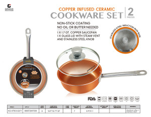 1.7-QUART COPPER SAUCEPAN WITH GLASS LID