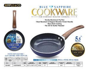 5.5''MINI BLUE SAPPHIRE FRY PAN WITH WOODEN FINISH HANDLE