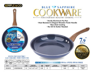 7.9''BLUE SAPPHIRE FRY PAN WITH WOODEN FINISH HANDLE