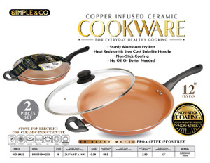 2PCS SET-12ÕÕ COPPER FRY PAN W/LID WITH BAKELITE HANDLE