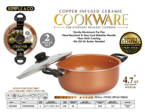2PCS SET-4.7QT COPPER SAUCE POT WITH BAKELITE HANDLE