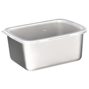 STAINLESS STEEL BOX WITH CLEAR LID 600 ML / 20 OZ