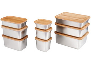 STAINLESS STEEL BOX WITH BAMBOO LID 250 ML / 8.45 OZ