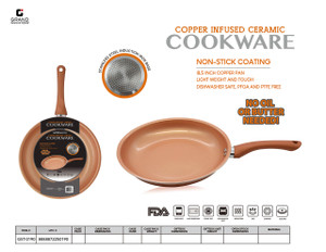 9'' FRY PAN COPPER WITH SILICONE HANDLE