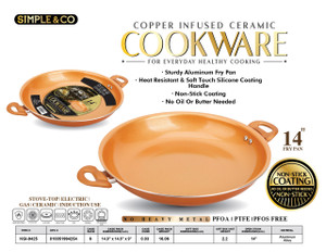 14'' COPPER FRY PAN WITH SILICONE HANDLE-COLOR BOX SET