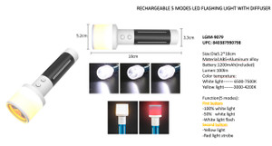 RECHARGEABLE 5 MODES LED FLASHING LIGHT WITH DIFFUSER