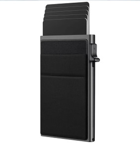 RFID SLIM ALUMINIUM LEATHER POPUP CARD HOLDER WALLET