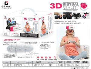 3D VR GLASS HEADSET WITH REMOTE: PINK