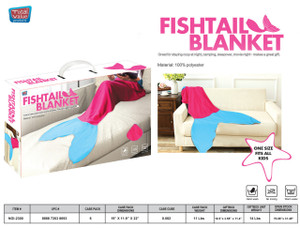 LARGE ADULT MERMAID FIN BLANKET: PINK W/BLUE FIIN