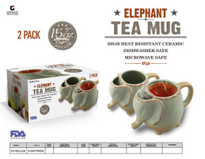 15 OZ RUSTIC GREEN MINT ELEPHANT MUG (2 PK)