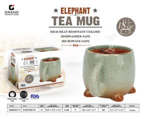 18OZ ELEPHANT MUG IN MINT GREEN-REAL GOLD RIM