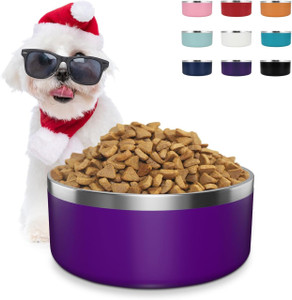 STAINLESS STEEL PET BOWL NON SKID - 44 OZ / 1300 ML PURPLE