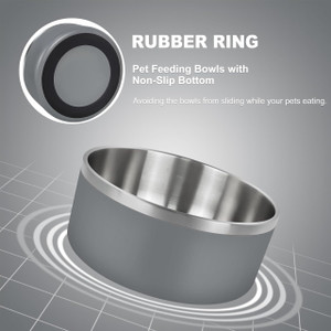 SILVER - STAINLESS STEEL NON-SKID DOG BOWL - 44 OZ / 1300 ML