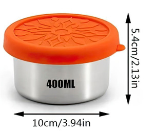 STAINLESS STEEL TRAVEL FOOD BOX WITH SILICONE COVER - 10 CM / 400 ML
