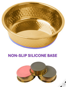 GOLD HAMMERED BOWL WITH SILICONE BASE - 520 ML / 18 OZ