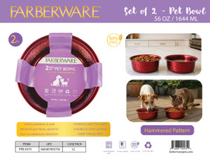 RED STAINLESS STEEL HAMMERED BOWL - 2PC SET 2 BOWLS 822 ML / 28 OZ