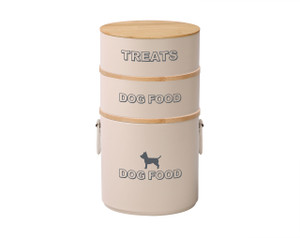 6PC SET (XL): XL PET FOOD STORAGE WITH LID, (2) PET BOWLS WITH (2) LIDS