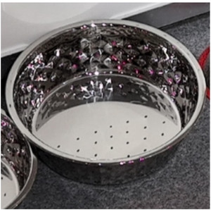 SILVER STAINLESS STEEL BOWL - HAMMERED 47 OZ (1400 ML)