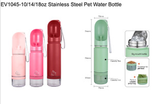 PET WATER BOTTLE WITH BOWL & FEEDING LID - 14 OZ (400 ML)