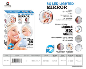 LED LIGHTED MIRROR SWIVEL BRITE SILVER