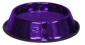 NON-SKID STAINLESS STEEL SLANT BOWL - PURPLE - 200 ML  / 7 OZ