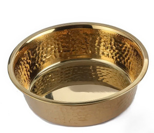 GOLD HAMMERED STAINLESS STEEL BOWL -  47 OZ (1400 ML)