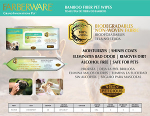 BIODEGRADABLE BAMBOO FIBER PET WIPES - 100 CT