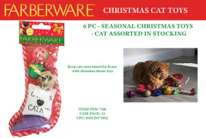 6 PC - SEASONAL CHRISTMAS TOYS - CAT ASSORTED IN STOCKING